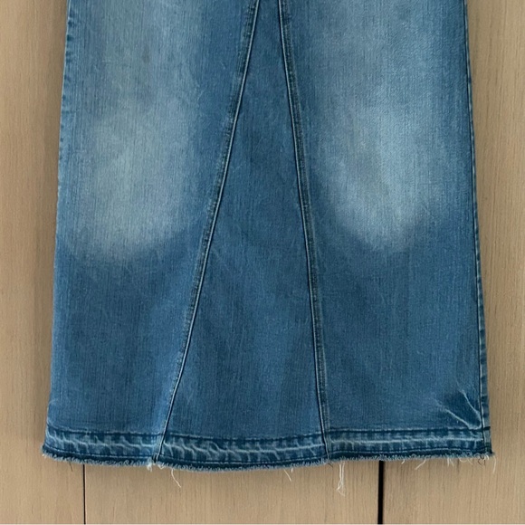 Mossimo Supply Co Y2K Denim Maxi Skirt Classic 90's Factory Fading Women's 3 - Picture 4 of 11